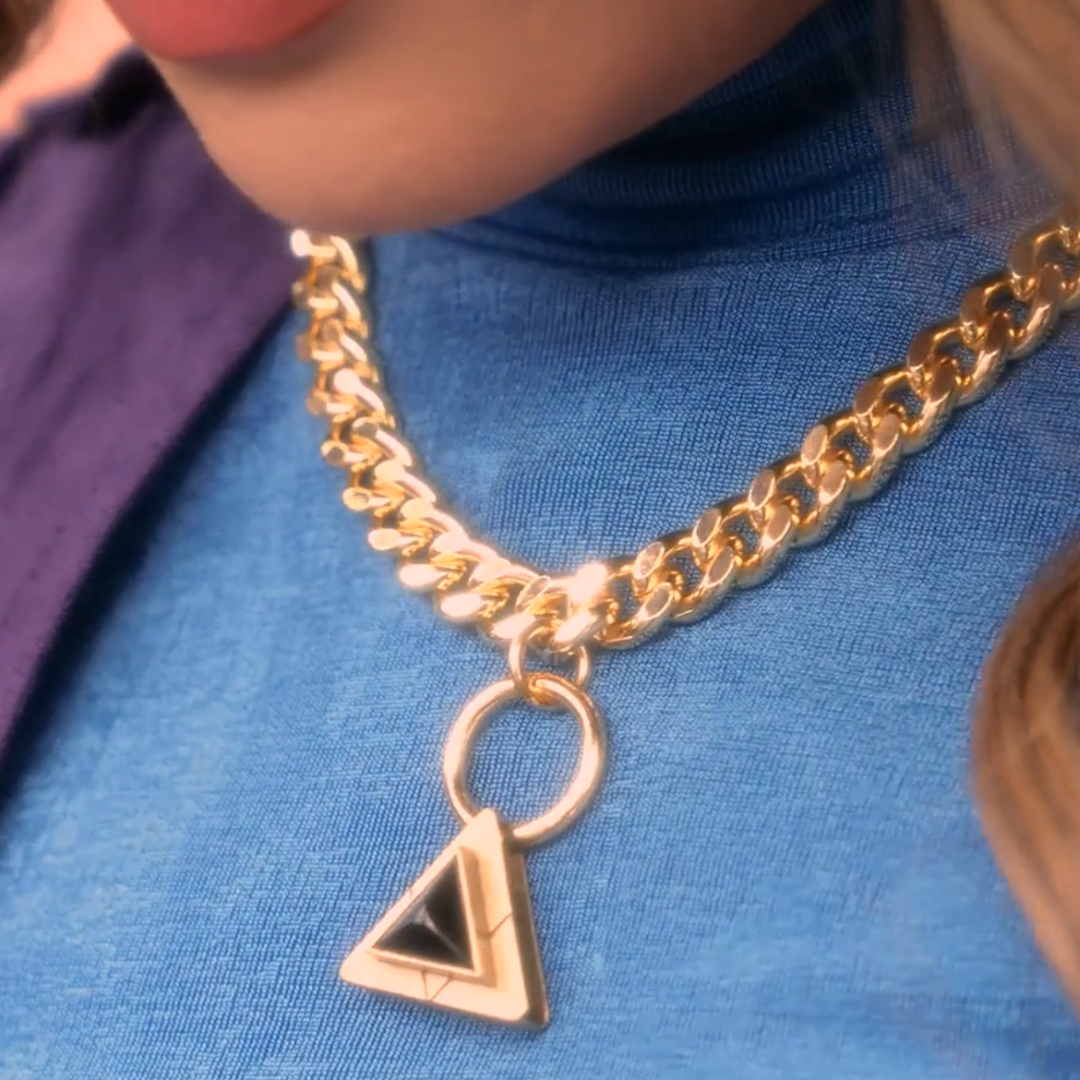 Gold Fierce Triangle Crystal Choker Necklace