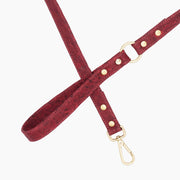 Shop our vegan leather red cork pet leash, a cruelty-free and sustainable pet accessory for your beloved pet. Made from eco-friendly materials, this dog and cat leash combines style and ethics, perfect for conscious pet owners. Cruelty-free, luxury dog leash, unique pet leash, boho chic pet accessories, premium leashes, organic look, ethically made, handmade in the USA, LGBTQIA woman-owned, for the fashion dog. #color_gold-color