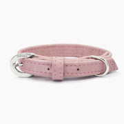 Shop our vegan leather rose pink cork pet collar, a cruelty-free and sustainable pet accessory for your beloved pet. Made from eco-friendly materials, this dog and cat collar combines style and ethics, perfect for conscious pet owners. Cruelty-free, luxury dog collar, unique pet collar, boho chic pet accessories, premium collars, organic look, ethically made, handmade in the USA, LGBTQIA woman-owned, for the fashion dog. #color_silver-color