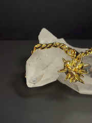 DIPHDA Slayed Heart Necklace with spike heart pendant on flat curb chain, available in gold or stainless steel—bold unisex statement jewelry handcrafted in LA.