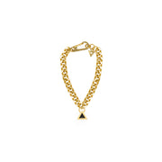 DIPHDA Jewelry - Pictured: 18K gold plated stainless steel, triangle geometric pendant/ charm bracelet, Cuban/ curb chunk chain with a large industrial clip/ clasp.  Handmade unique luxury crystal jewelry. DIPHDA jewelry is gender-neutral, for men and women. DIPHDA is a sustainable, LGBTQIA+, women-owned business. Handcrafted in Los Angeles, Made in the U.S.A. #stone_onyx